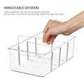4 Pack Food Storage Organizer Bins, Clear Plastic, 4 Compartments